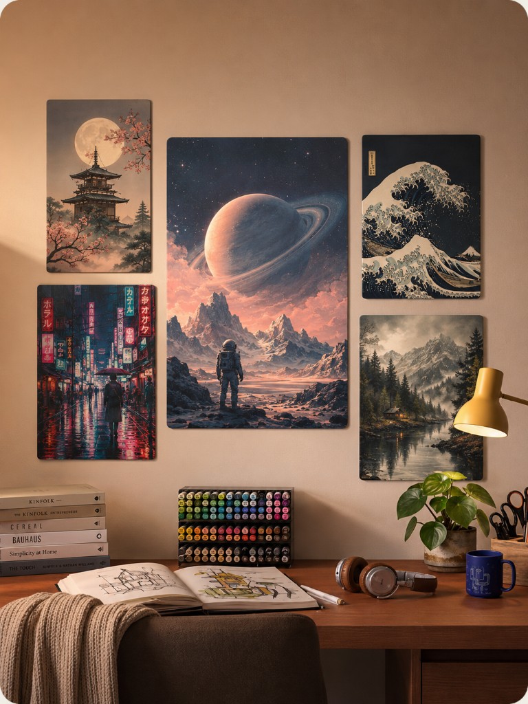 Custom Metalli metal poster in a living room